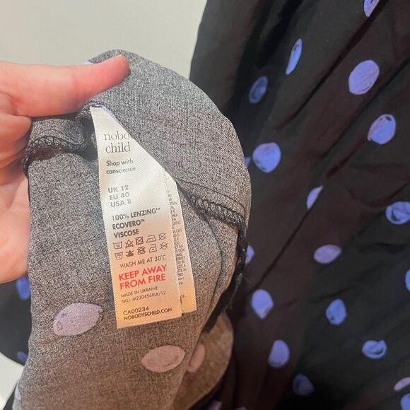 Nobody's Child Maternity Dress UK 12 US 8 Rachel Puff Sleeve Midi Blue Dot - Picture 5 of 8